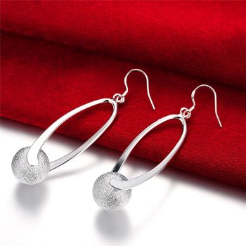 Giffany New Fashion Frosted Sphere Earrings 925 Silver Earrings Jewelry