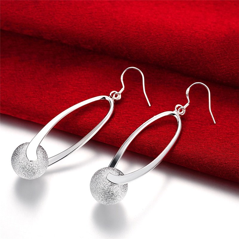 Giffany New Fashion Frosted Sphere Earrings 925 Silver Earrings Jewelry