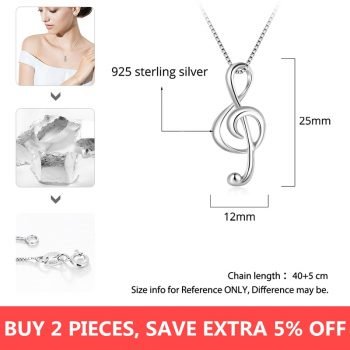 Giffany 925 Sterling Silver Musical Note Necklaces & Pendants