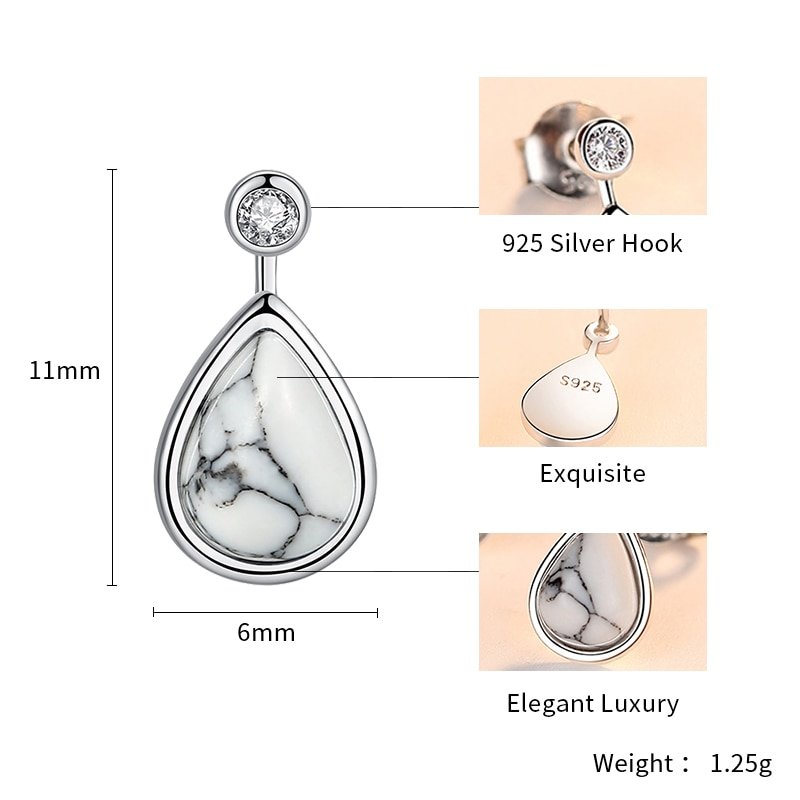Giffany 925 Sterling Silver Earrings Fashion Water Drops / Tears Pendant Earrings