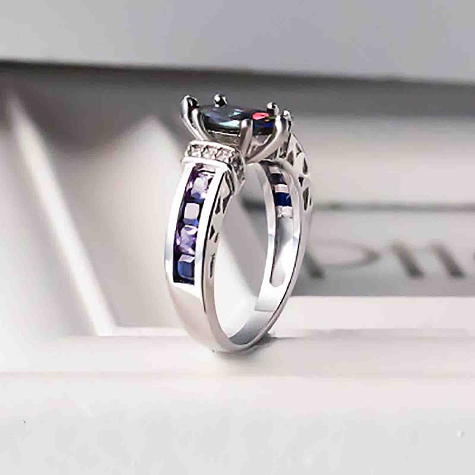 Fashion 925 Silver Ring Jewelry Mystic Topa Z Women Wedding Engagement Ring Size Female Classical Elegant Rings For Party
