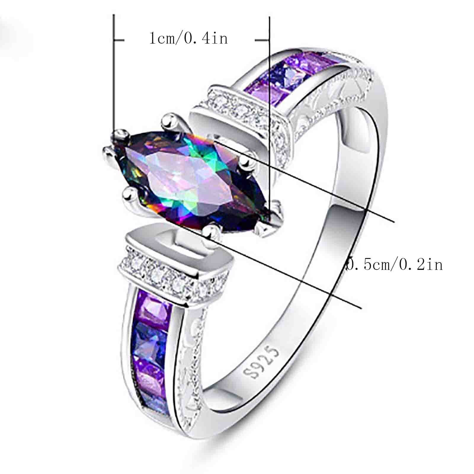 Fashion 925 Silver Ring Jewelry Mystic Topa Z Women Wedding Engagement Ring Size Female Classical Elegant Rings For Party